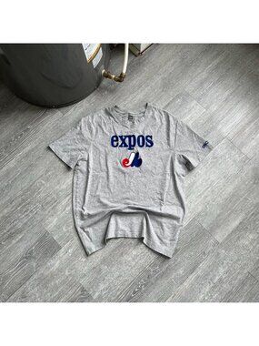 Grey / Blue MLB / Cooperstown Collection / Montreal Expos Embroidered T-Shirt
